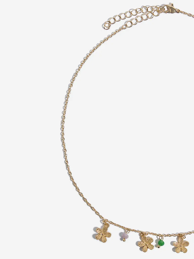 Westside Accessories Gold Dainty Floral Charm Necklace