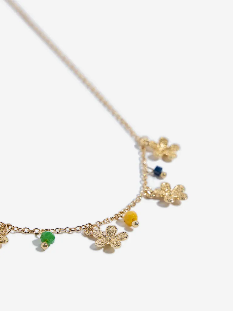 Westside Accessories Gold Dainty Floral Charm Necklace