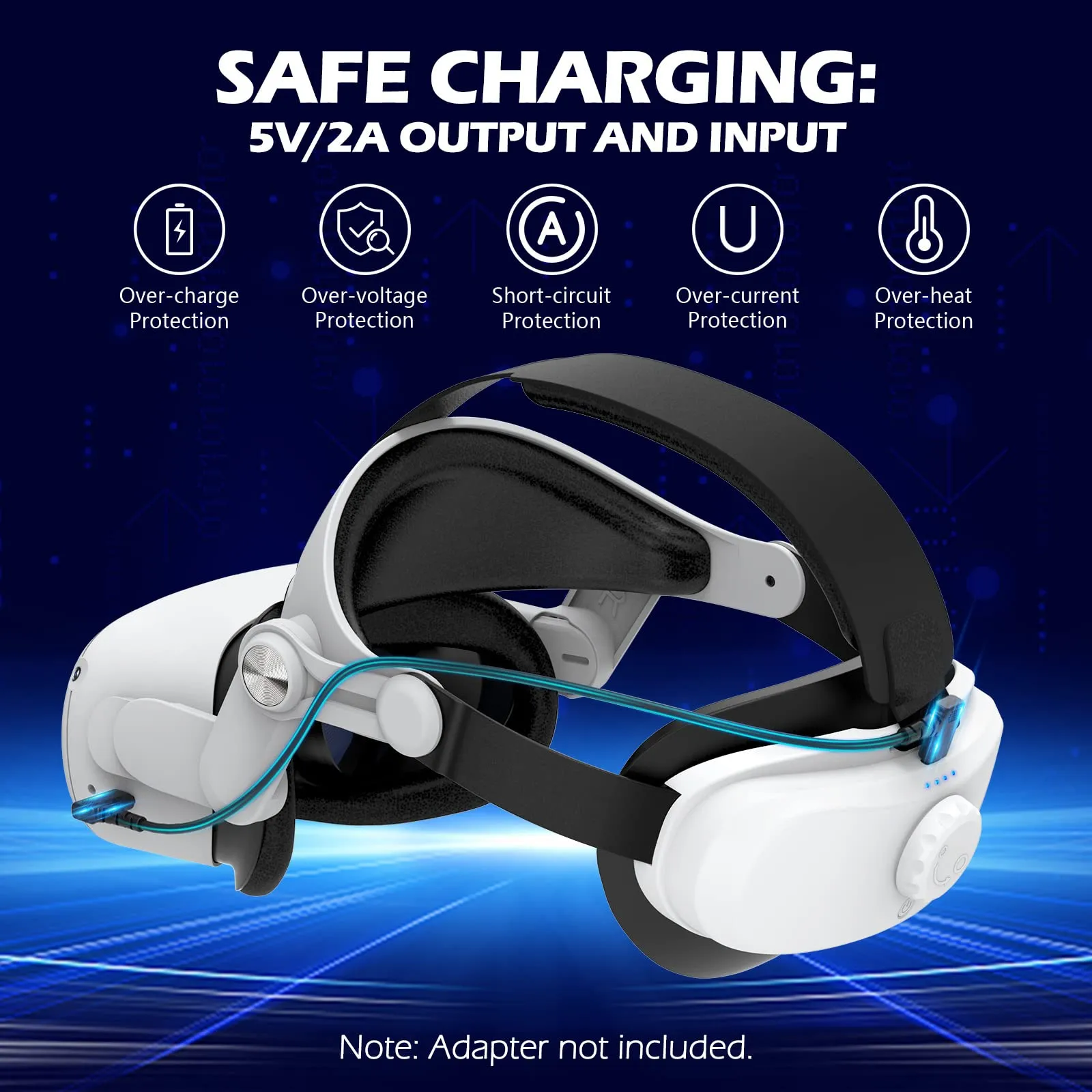 YOGES VR Y2 5000mAh Rechargeable Battery Head Strap for Meta Quest 2